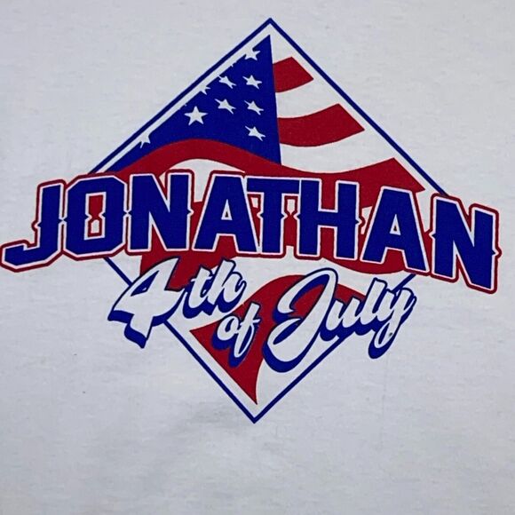 VTG 4th Of July Shirt Jonathan Adult Extra Large White Short Sleeve MADE IN USA - Picture 3 of 11